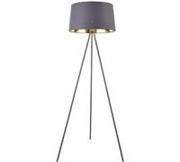 Lampadaire Trépied Manchester E27 Métal Textile Hauteur 150 cm Gris Doré [lux.pro]