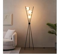 Lampadaire trépied noir boules blanches - Phoebe