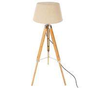 Lampadaire trépied ""Runo"" bambou blanc ivoire H145cm - Atmosphera createur d'interieur