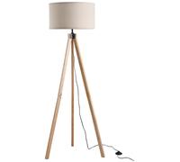 Lampadaire Trépied Style Scandinave 40 W Max. Dim. 45l X 45l X 152h Cm Bois De Pin Lin Beige
