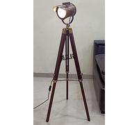 Lampadaire trépied vintage - Lampe sur pied - Look antique - Pour salon, chambre à coucher - Spot de lecture