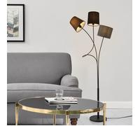 Lampadaire Treviso Métal et Tissu 3 x E14 Hauteur 146 cm Marron Noir Gris