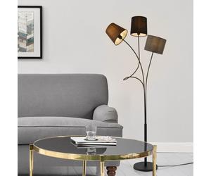Lampadaire Treviso Métal et Tissu 3 x E14 Hauteur 146 cm Marron Noir Gris