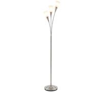 Lampadaire Uplighter Éclairant 3 Abat-Jours En Verre, Interrupteur Au Pied | Design Uplighter, Cadre Q235 Robuste, Utilisation Polyvalente, 3 Douilles E14, Glass, Metal