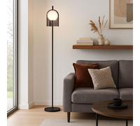 Lampadaire noir lampadaire verre lampadaire salon, métal, fumé, 1x E27, LxH 26 x 157 cm Wofi 11301