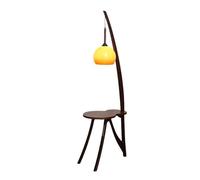 Lampadaire vertical moderne avec table d'extrémité, étagère rustique en bois massif pour chambre à coucher, salon, bureau - Lampe de lecture élégante et décoration d'intérieur