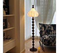 Lampadaire Wabi-sabi 65" en Lin, Noir, Bois, Tissu, Haut, avec Interrupteur E26, intensité Variable, idéal pour Un canapé, Un Salon, Un Bureau, Une Chambre ou Une Salle à Manger.