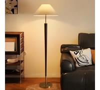 Lampadaire Wabi-sabi en Lin, 155 cm, en Bois, Tissu, avec Base en Fer doré, LED E26, intensité Variable, idéal pour Un Bureau, Un Salon, Une Chambre ou Un canapé.