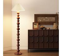 Lampadaire Wabi-sabi en tissu plissé, 158 cm, sphérique, en bois et fer, avec variateur E26, idéal pour un salon, une chambre ou une salle de réunion.