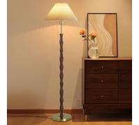 Lampadaire Wabi-sabi en tissu plissé, 161 cm, en fer et noyer, en lin, avec interrupteur E26, intensité variable, idéal pour un salon, un couloir, un canapé, un bureau ou une chambre.