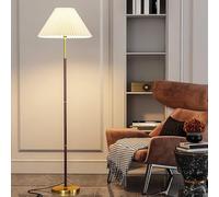 Lampadaire Wabi-sabi en tissu plissé de 158 cm, en fer grain de bois, avec base dorée, intensité variable, idéal pour un salon, une chambre ou un bureau.