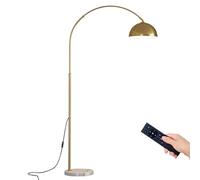 Lampadaires à arc doré - Abat-jour en métal réglable à 360° - Télécommande à intensité variable - Lampadaire moderne en laiton du milieu du siècle pour salon, chambre à coucher, bureau
