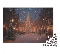 Lampadaires de Noël Puzzle 1000 Pièces Adulte avec Clic Parfait, Ensemble De Casse-tête en Puzzle énigme De Compétence Logique pour Un Hobby Créatif, Puzzle À La Meilleure Évaluation 52x38cm/1000p