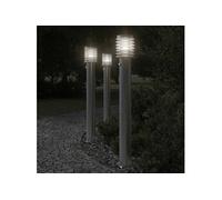 Lampadaires d'extérieur avec capteurs 3 pcs acier inoxydable, éclairage au sol d'extérieur, éclairage au sol de 4006368