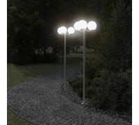 Lampadaires d'Extérieur Éclairage Jardin Argenté 215 cm Acier Inoxydable vidaXL