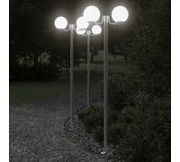 Lampadaires d'Extérieur Éclairage Jardin Argenté 215 cm Acier Inoxydable vidaXL