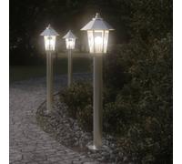 Vidaxl Lampadaires D'extérieur 3 Pcs Argenté 80 Cm Acier Inoxydable Argenté