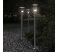 Vidaxl Lampadaires D'extérieur 3 Pcs Noir 100 Cm Acier Inoxydable