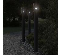 Vidaxl Lampadaires D'extérieur 3 Pcs Noir 110 Cm Acier Inoxydable Noir