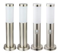 Lampadaires extérieurs Colonnes avec détecteur de mouvement Acier inoxydable Lampadaire, 1x E27 LED 1055 lumens blanc chaud, set de 4
