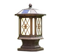 Lampadaires solaires à LED, éclairage d'extérieur, lampadaire Solaire avec Base de Montage sur Pilier, Lanterne étanche en Aluminium moulé sous Pression, Lanterne Vintage