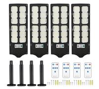 Lampadaires solaires extérieurs éclairage LED étanche avec | 4 réflecteurs de sécurité extérieurs pour l'extérieur : garage, cour, allée, jardin, gr