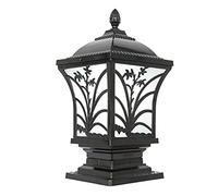 Lampadaires Solaires Rustiques En Bronze Pour Clôture Extérieure, Avec Socle de Fixation Sur Pilier. Lampes Classiques En Alumiétanches, Alimentées À L'Énergie Solaire, Pour Terrasse Et Jardin./Sombre