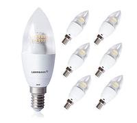 LAMPAOUS 6W LED E14 ampoules en forme bougie, blanc froid 6000k, 50 W remplacement pour lampes halogènes, IRC>80, Lot de 6 (blanc froid)
