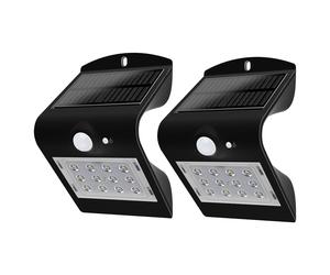 Lámpara de pared lámpara de pared lámpara de pared IP44 resistente a la intemperie detector de movimiento batería, negro, LED 1,5W 220Lm blanco neutro, LxAnxP 14,5x9,6x7,9cm, juego de 2