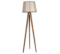 LÁMPARA DE PIE PANTALLA CÓNICA BEIGE CON MADERA, MARRÓN CLARO, COLECCIÓN TANGANICA, 45X45X160, CASQUILLO E 27 MAX 60 W