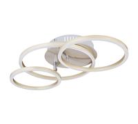 Lámpara de techo lámpara de techo lámpara de dormitorio comedor lámpara de diseño, 3 llamas, anillo óptica metal níquel opal moderno, 1x LED 30W 1500Lm 3000K, HxLxW 9,5x50x30cm