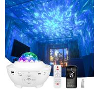 Lámpara Proyector Estrellas, Proyector Luz Estelar con 21 Modos & Bluetooth Música & Temporizador, Ajuste brillo Luz Nocturna Infantil Luces Decorativas Habitacion ,Navidad, Regalo para Niños Blanc