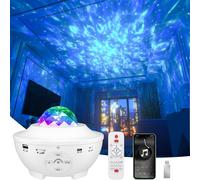 Lámpara Proyector Estrellas, Proyector Luz Estelar Con 21 Modos & Bluetooth Música & Temporizador, Ajuste Brillo Luz Nocturna Infantil Luces Decorativas Habitacion ,Navidad, Regalo Para Niños Blanc