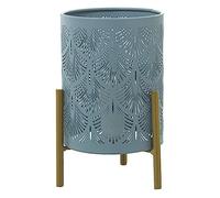 LÁMPARA SOBREMESA METAL CELESTE GRISACEO C/PIE DORADO 1XE14_12X12X18,5CM CABLE BLANCO 108