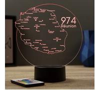 Lampe 3D 974 île de la Réunion - LED - Idée Cadeau - Fabriquée en France