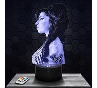 Lampe 3D - Amy Winehouse - Accessoire, Merch, Cadeau Amy Winehouse - Veilleuse Led Tactile avec socle au choix et télécommande