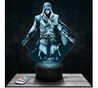 Lampe 3D - Assassin's Creed - Jouet, Figurine, Cadeau Assassin's Creed - Veilleuse Led Tactile avec socle au choix et télécommande