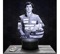 Lampe 3D - Ayrton Senna Pilote - Accessoire, Figurine, Cadeau Ayrton Senna Pilote - Veilleuse Led Tactile avec socle au choix