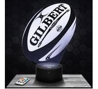 Lampe 3D - Ballon Gilbert - Accessoire, Objet, Cadeau Rugby - Veilleuse Led Tactile avec socle au choix
