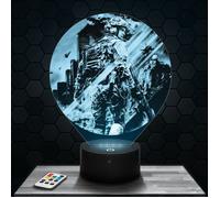 Lampe 3D - Battlefield 2042 - Jouet, Figurine, Cadeau Battlefield 2042 - Veilleuse Led Tactile avec socle au choix et télécommande