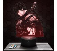 Lampe 3d _ Berserk Guts - Jouet, Figurine, Cadeau Berserk - Veilleuse Led Tactile avec socle au choix et télécommande TOP
