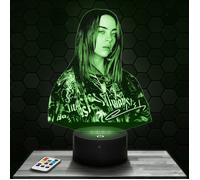 Lampe 3D - Billie Eilish - Accessoire, Objet, Cadeau Billie Eilish - Veilleuse Led Tactile avec socle au choix