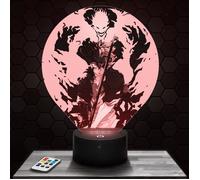 Lampe 3D - Black Clover Asta - Jouet, Figurine, Cadeau Black Clover - Veilleuse Led Tactile avec socle au choix et télécommande