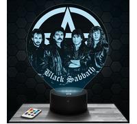 Lampe 3D - Black Sabbath - Accessoire Merch Cadeau Black Sabbath - Veilleuse Led Tactile avec socle au choix et télécommande