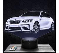 Lampe 3D - Bmw M2 Competition - Jouet, Miniature, Cadeau Bmw M2 Competition - Veilleuse Led Tactile avec socle au choix