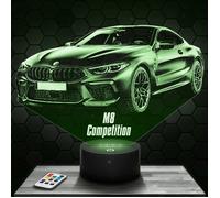 Lampe 3d _ BMW M8 competition - Jouet, Miniature, Cadeau BMW M8 competition - Veilleuse Led Tactile avec socle au choix TOP