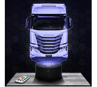 Lampe 3D - Camion Routier Iveco - Jouet, Miniature, Cadeau Camion Routier Iveco - Veilleuse Led Tactile avec socle au choix