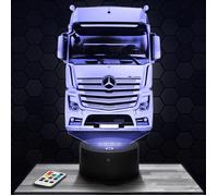 Lampe 3D - Camion Routier Mercedes - Jouet, Miniature, Cadeau Camion Routier Mercedes - Veilleuse Led Tactile avec socle au choix
