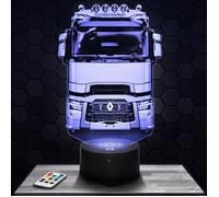Lampe 3D - Camion Routier Renault - Jouet, Miniature, Cadeau Camion Routier Renault - Veilleuse Led Tactile avec socle au choix