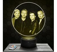 Lampe 3D - Coldplay - Accessoire, Merch, Cadeau Coldplay - Veilleuse Led Tactile avec socle au choix et télécommande
